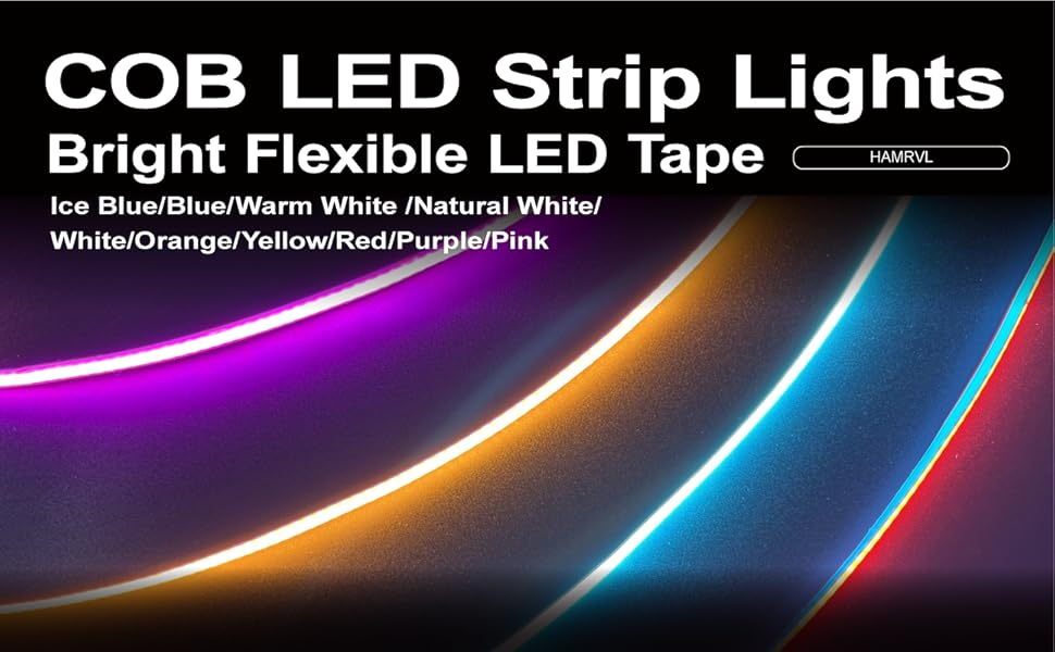 COB LED STRIP yellow ice blue super bright multicolor color led tape 12 volt 4000k 3000k