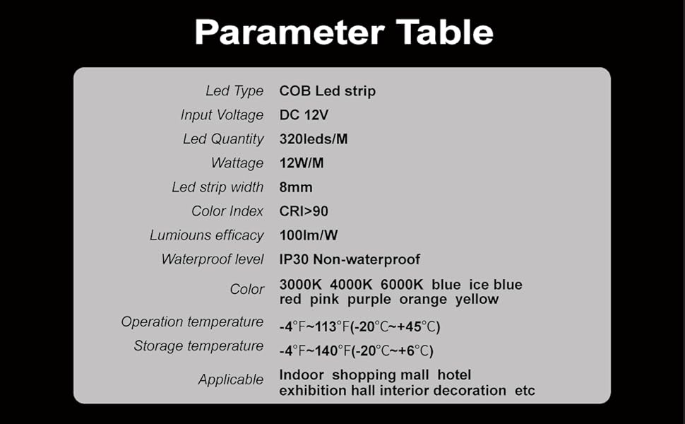 Cob led strip 12V 320d