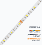 W-Series RGBA Color Changing Flexible LED Strip Light - Ultra Bright (18 LEDs/foot) - Non-Waterproof