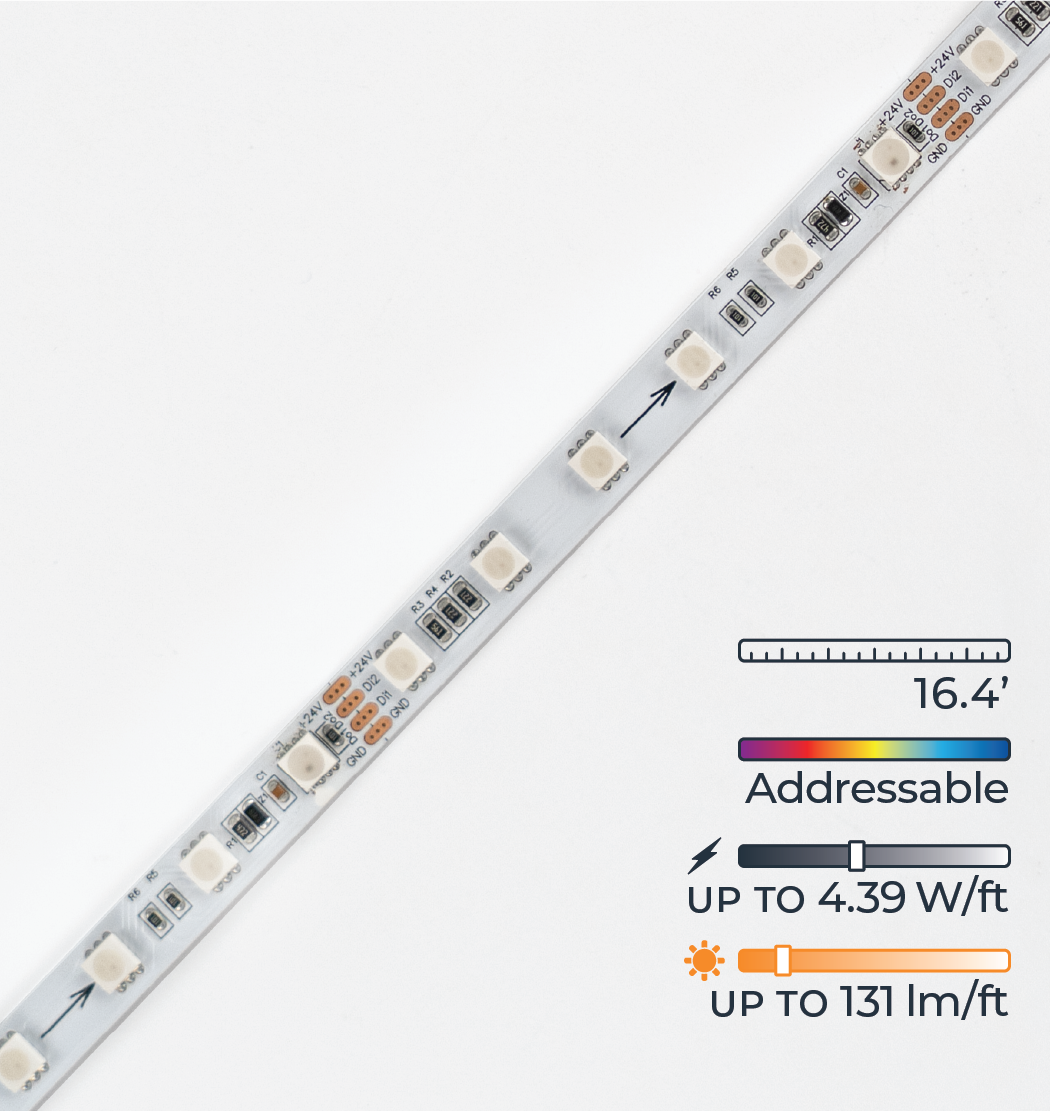 al-sl-ad-spi-ip20-24-rgb-front1.png Borealis SPI Addressable Strip Light – RGB Color Changing - Image 1
