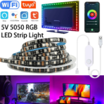 5V USB 5050 RGB Smart LED Strip, Tuya WiFi TV Backlight with Alexa Google Home Voice Control